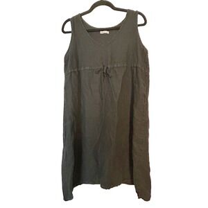 allen allen Large Black Linen sleeveless dress drawstring lagenlook beachcoastal